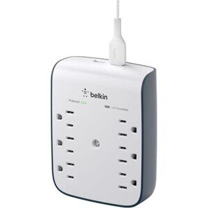 6-Outlet Wall Surge Protector w/ 2 USB-A Ports, Wall-Mountable Surge Protector